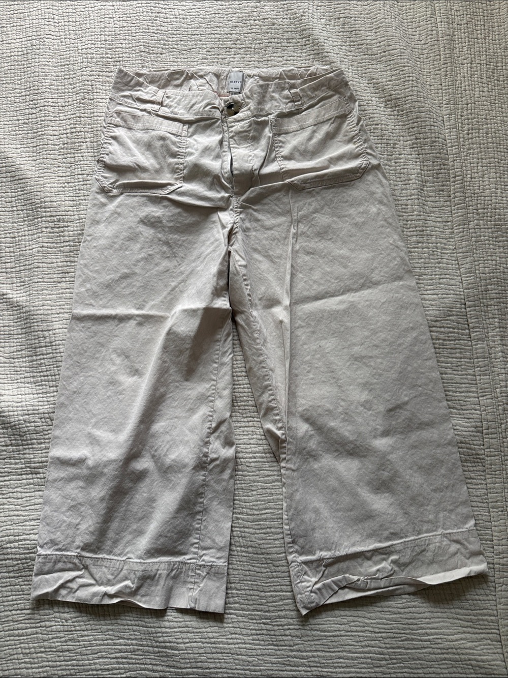 Maeve Cream High-Rise Button Front Pants